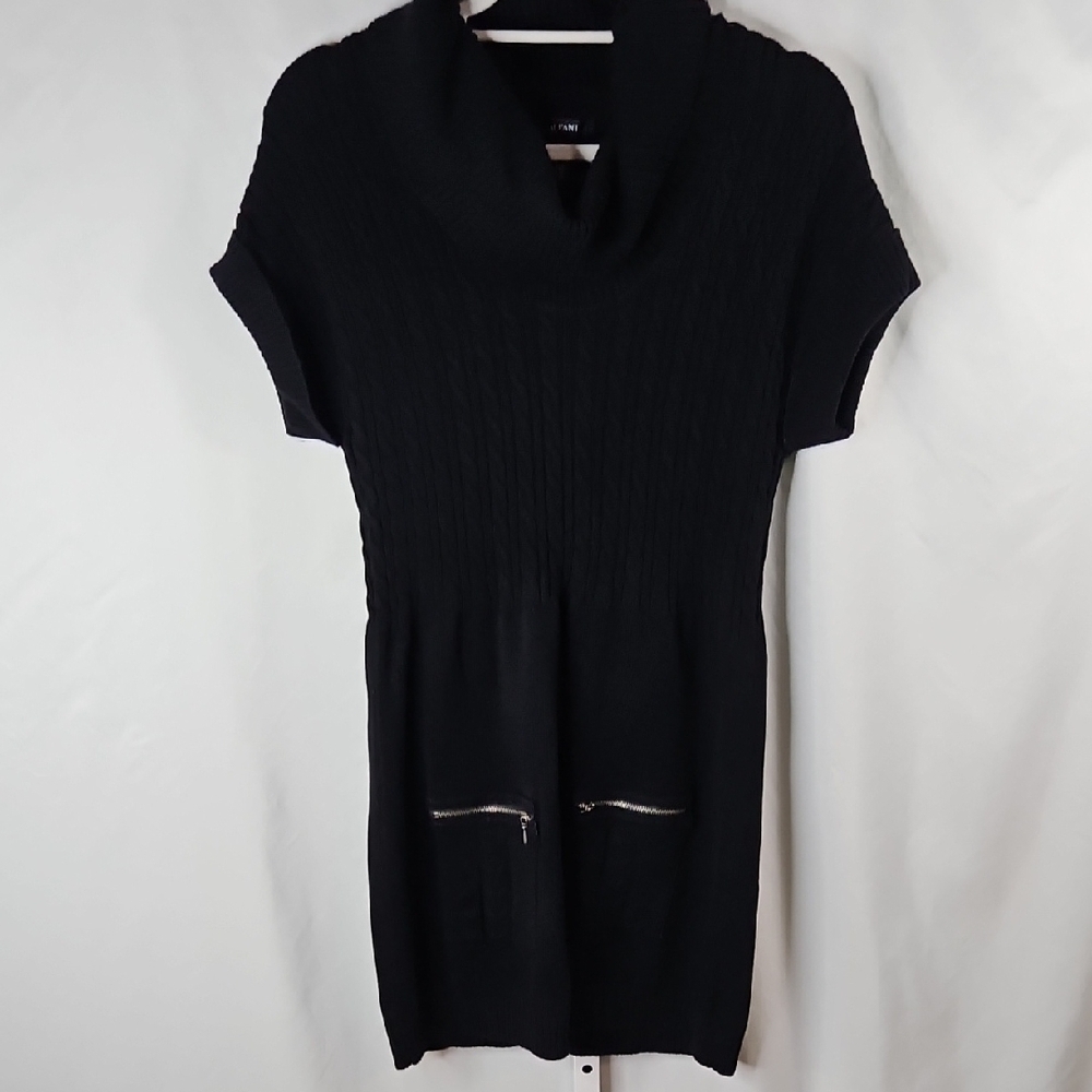 Alfani Black Knit Sweather Midi Dress with Cowl Neck Size Medium